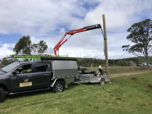 Level 2 Electricians Erecting a new private power pole